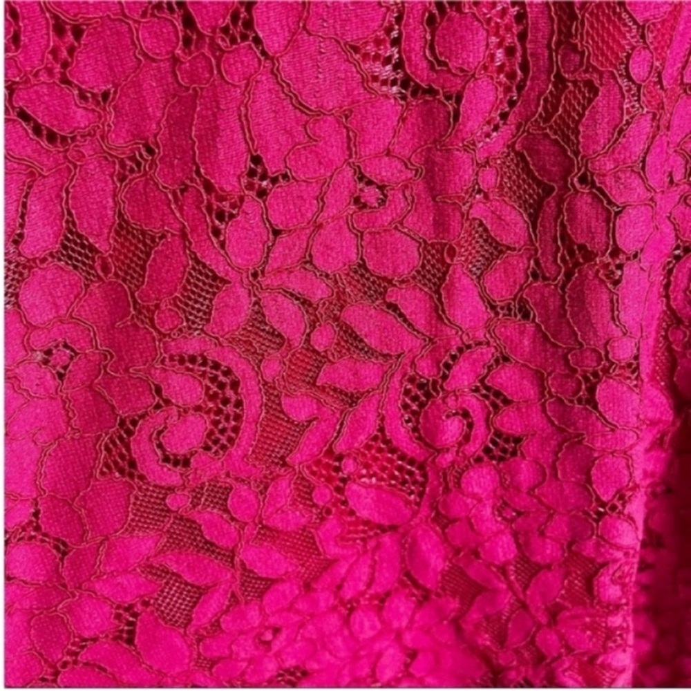 Lulu's Twirling Around skater dress wine red lace floral mini high neck - Picture 3 of 10